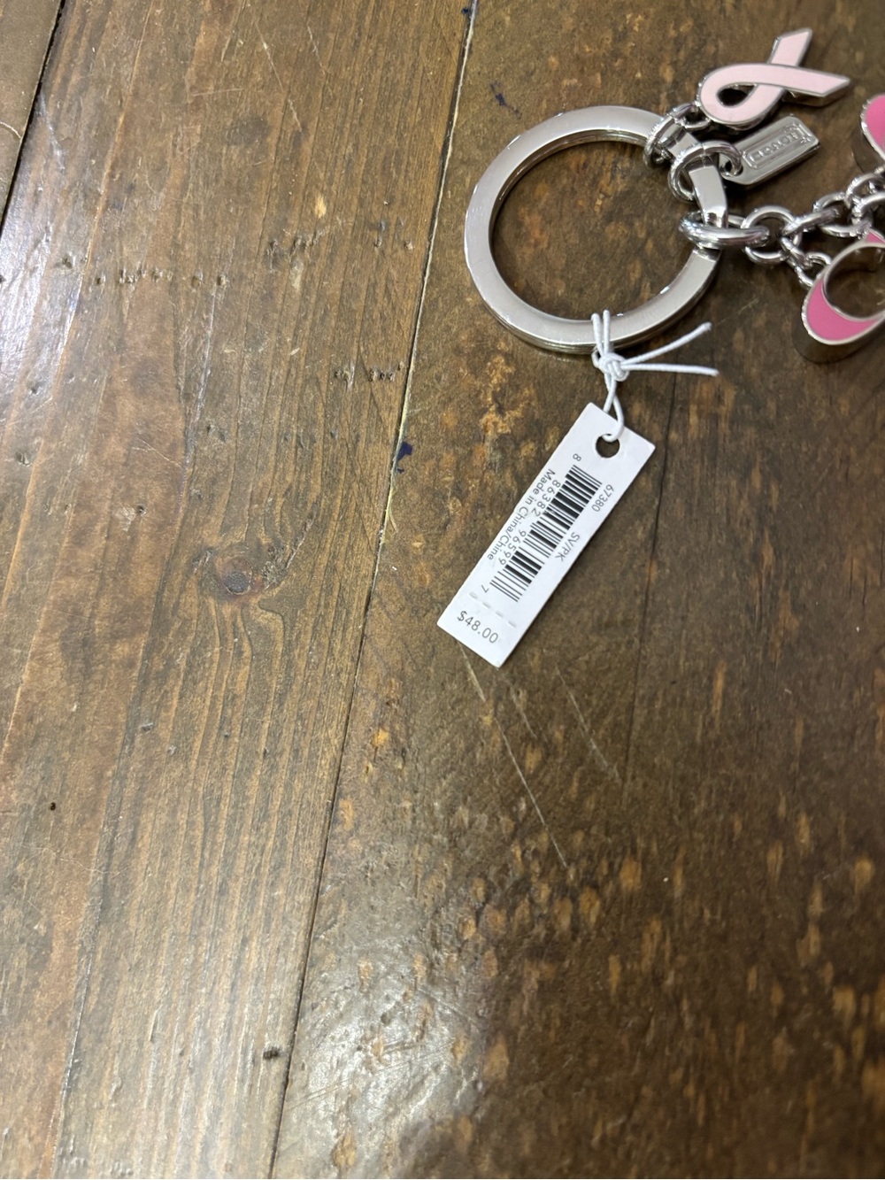 Coach Breast Cancer Awareness Bag Charm Key Chain - Picture 2 of 3